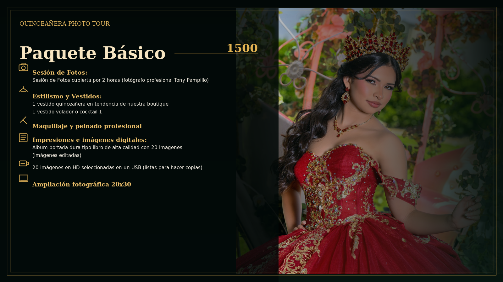 Paquete Básico 1500 de Quinceañera Photo Tour