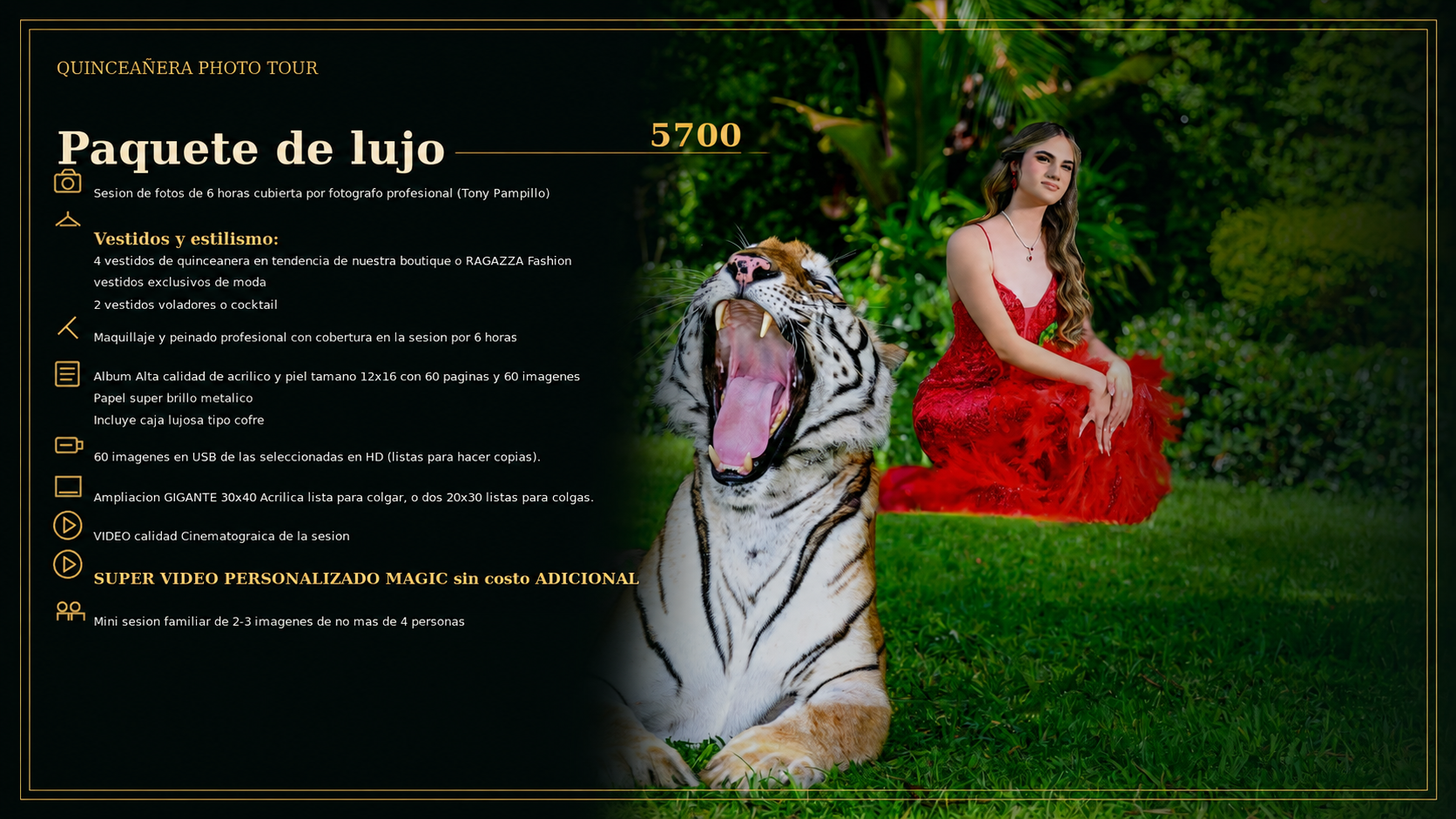 Paquete de lujo 5700 de Quinceañera Photo Tour